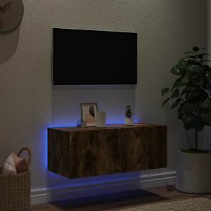 Nástěnná TV skříňka s LED osvětlením kouřový dub 80x35x31 cm - obrázek 3