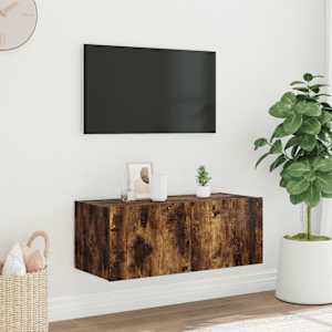 Nástěnná TV skříňka s LED osvětlením kouřový dub 80x35x31 cm - obrázek 4