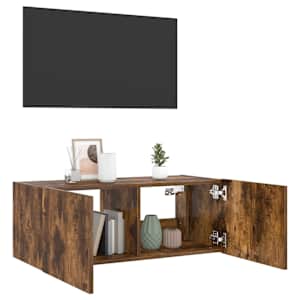 Nástěnná TV skříňka s LED osvětlením kouřový dub 80x35x31 cm - obrázek 6