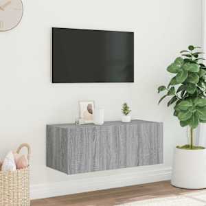 Nástěnná TV skříňka s LED osvětlením šedá sonoma 80x35x31 cm - obrázek 4
