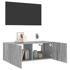 Nástěnná TV skříňka s LED osvětlením šedá sonoma 80x35x31 cm - obrázek 6