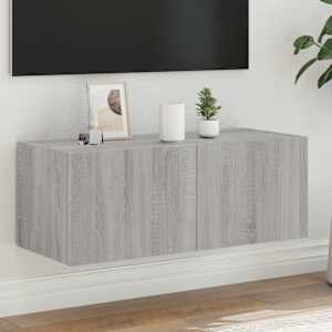 Nástěnná TV skříňka s LED osvětlením šedá sonoma 80x35x31 cm - obrázek 1