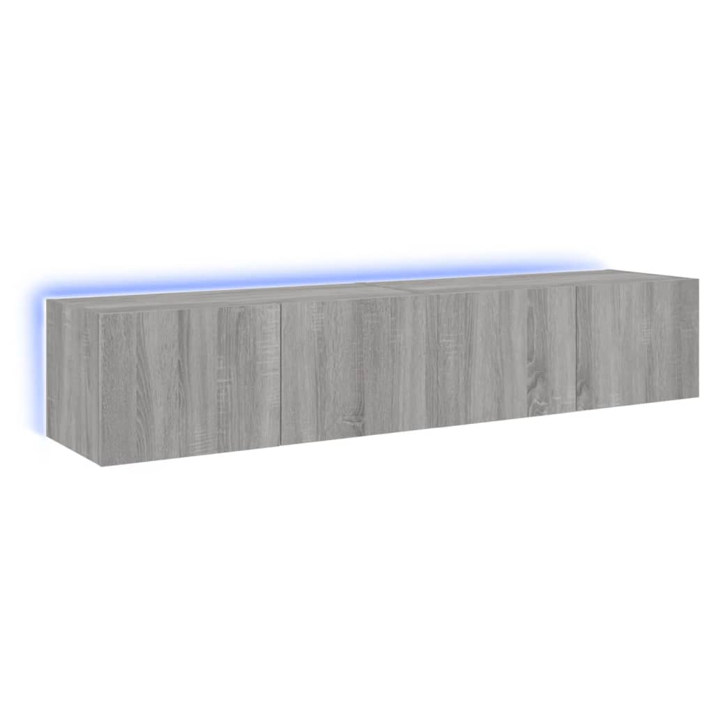 vidaXL Nástěnné TV skříňky s LED 2 ks šedé sonoma 80 x 35 x 31 cm