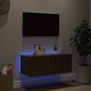 Nástěnná TV skříňka s LED osvětlením hnědý dub 80 x 35 x 31 cm - obrázek 3