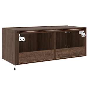 Nástěnná TV skříňka s LED osvětlením hnědý dub 80 x 35 x 31 cm - obrázek 12