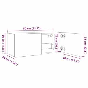 Nástěnná TV skříňka s LED osvětlením hnědý dub 80 x 35 x 31 cm - obrázek 17