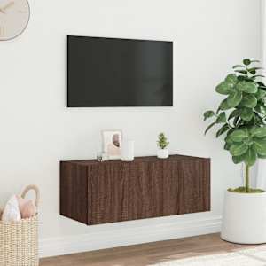 Nástěnná TV skříňka s LED osvětlením hnědý dub 80 x 35 x 31 cm - obrázek 4