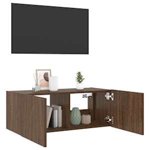 Nástěnná TV skříňka s LED osvětlením hnědý dub 80 x 35 x 31 cm - obrázek 6