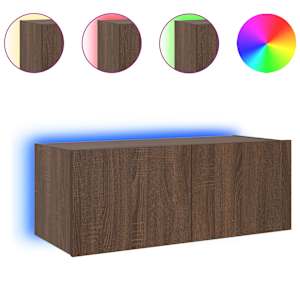 Nástěnná TV skříňka s LED osvětlením hnědý dub 80 x 35 x 31 cm - obrázek 11