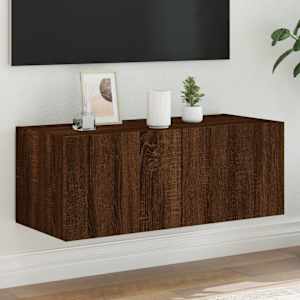Nástěnná TV skříňka s LED osvětlením hnědý dub 80 x 35 x 31 cm - obrázek 1