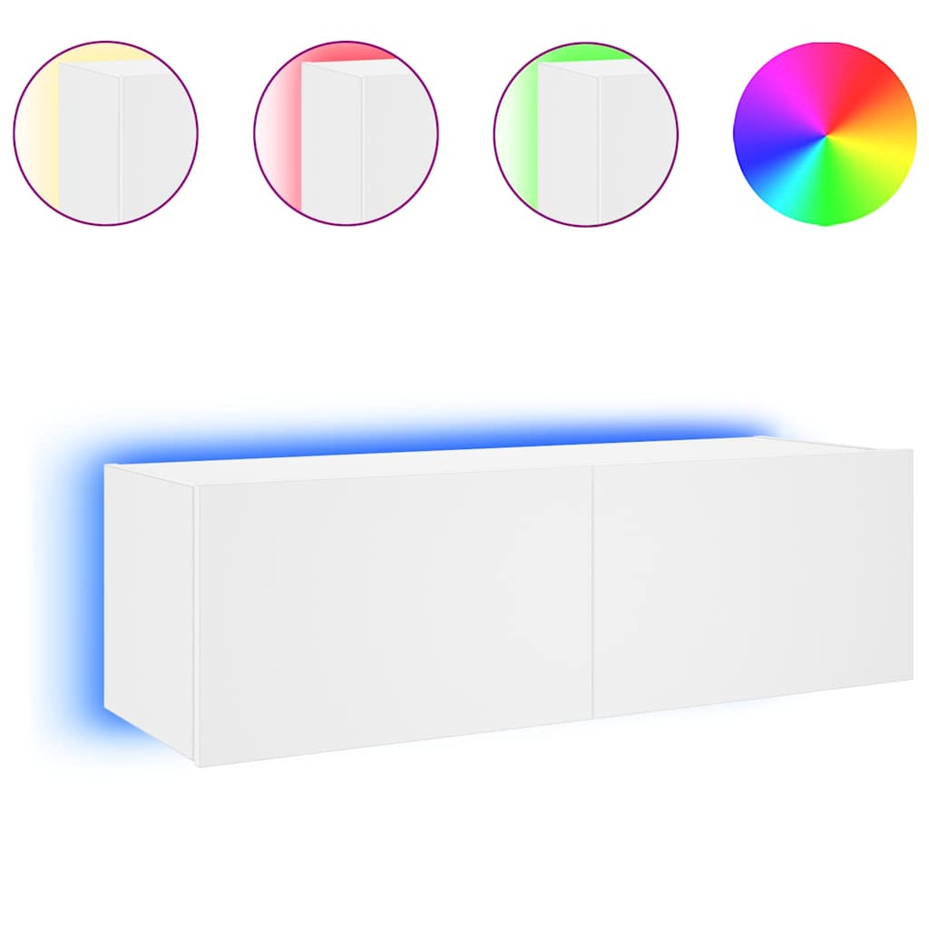 Thumbnail - vidaXL TV-Wandschrank mit LED-Leuchten Weiß 100x35x31 cm
