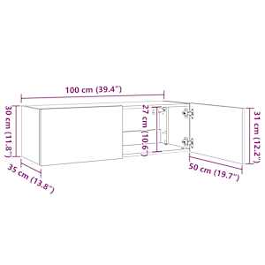 Nástěnná TV skříňka s LED osvětlením bílá 100 x 35 x 31 cm - obrázek 16