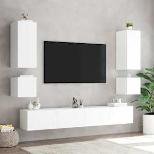 Nástěnná TV skříňka s LED osvětlením bílá 100 x 35 x 31 cm - obrázek 6