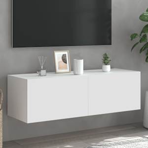 Nástěnná TV skříňka s LED osvětlením bílá 100 x 35 x 31 cm - obrázek 1