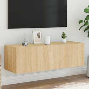 Nástěnná TV skříňka s LED osvětlením dub sonoma 100x35x31 cm - obrázek 1