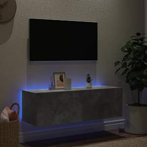 Nástěnná TV skříňka s LED osvětlením betonově šedá 100x35x31 cm - obrázek 4