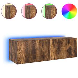 Nástěnná TV skříňka s LED osvětlením kouřový dub 100x35x31 cm - obrázek 2