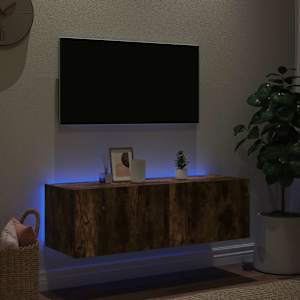 Nástěnná TV skříňka s LED osvětlením kouřový dub 100x35x31 cm - obrázek 4
