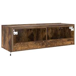 Nástěnná TV skříňka s LED osvětlením kouřový dub 100x35x31 cm - obrázek 11