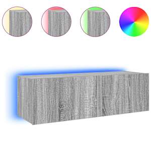Nástěnná TV skříňka s LED osvětlením šedá sonoma 100x35x31 cm - obrázek 2