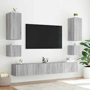 Nástěnná TV skříňka s LED osvětlením šedá sonoma 100x35x31 cm - obrázek 13