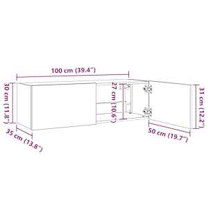 Nástěnná TV skříňka s LED osvětlením šedá sonoma 100x35x31 cm - obrázek 16