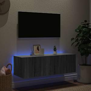 Nástěnná TV skříňka s LED osvětlením šedá sonoma 100x35x31 cm - obrázek 4