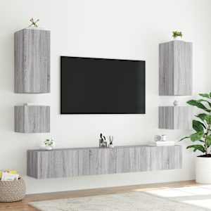 Nástěnná TV skříňka s LED osvětlením šedá sonoma 100x35x31 cm - obrázek 6