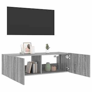 Nástěnná TV skříňka s LED osvětlením šedá sonoma 100x35x31 cm - obrázek 7