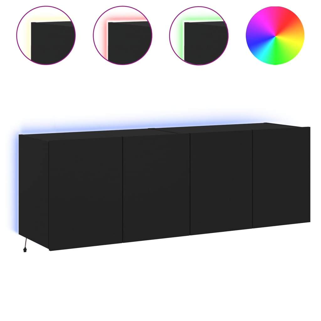 vidaXL Nástěnné TV skříňky s LED osvětlením 2 ks černé 60 x 35 x 41 cm