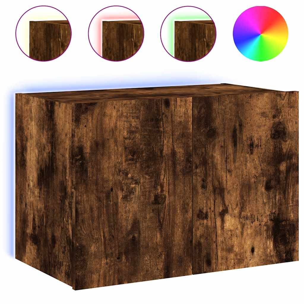 E-shop vidaXL TV nástenná skrinka s LED svetlami dymový dub 60x35x41 cm