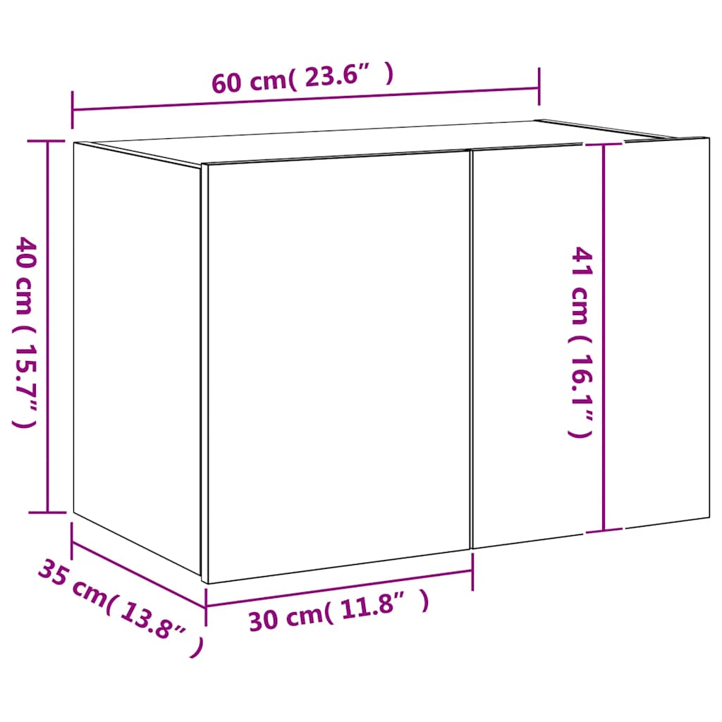 Nástěnná TV skříňka s LED osvětlením šedá sonoma 60x35x41 cm - obrázek 16
