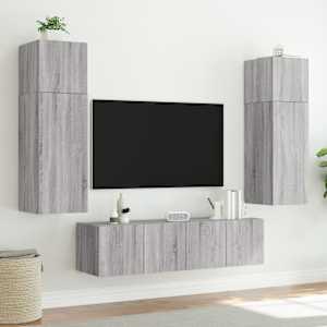 Nástěnná TV skříňka s LED osvětlením šedá sonoma 60x35x41 cm - obrázek 5