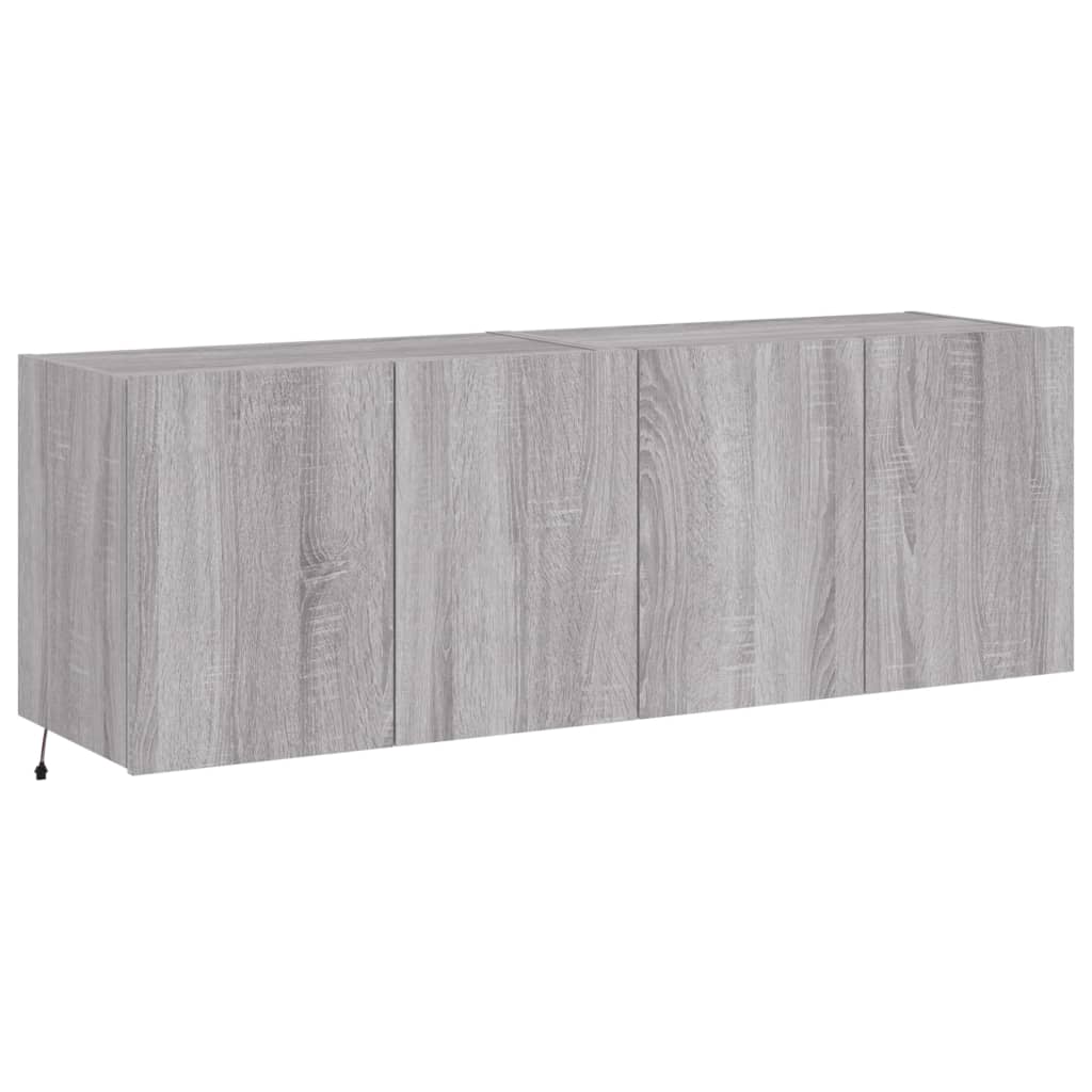 vidaXL Tv-wandmeubels met LED 2 st 60x35x41 cm grijs sonoma eiken afbeelding