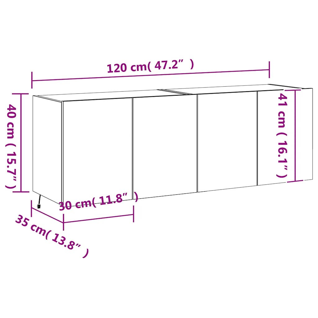 Nástěnné TV skříňky s LED 2 ks šedé sonoma 60 x 35 x 41 cm - obrázek 17