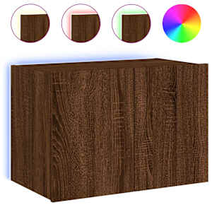 Nástěnná TV skříňka s LED osvětlením hnědý dub 60 x 35 x 41 cm - obrázek 2