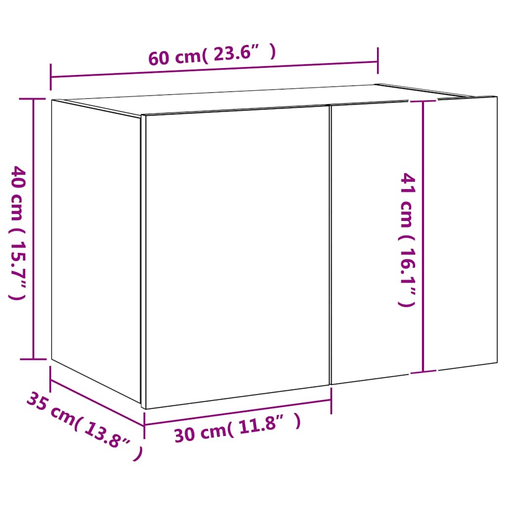Nástěnná TV skříňka s LED osvětlením hnědý dub 60 x 35 x 41 cm - obrázek 17