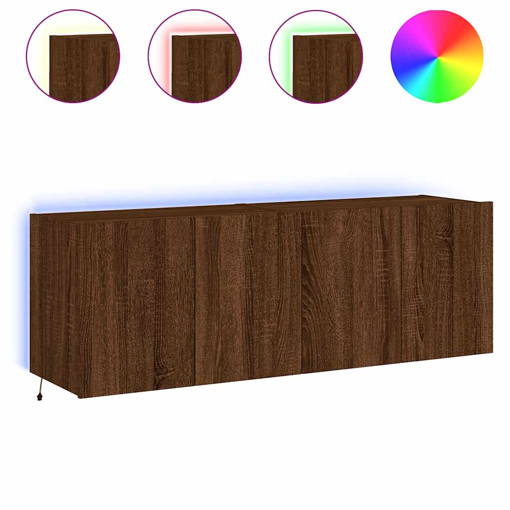 E-shop vidaXL TV nástenné skrinky s LED svetlami 2 ks hnedý dub 60x35x41 cm