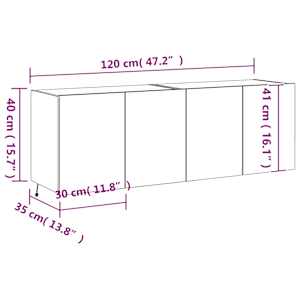 Nástěnné TV skříňky s LED osvětlením 2 ks hnědý dub 60x35x41 cm - obrázek 16
