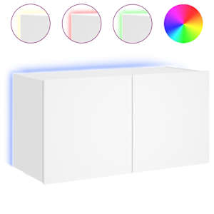 Nástěnná TV skříňka s LED osvětlením bílá 80 x 35 x 41 cm - obrázek 2