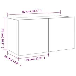Nástěnná TV skříňka s LED osvětlením bílá 80 x 35 x 41 cm - obrázek 17
