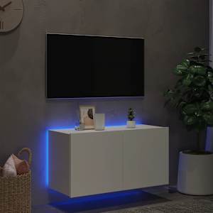 Nástěnná TV skříňka s LED osvětlením bílá 80 x 35 x 41 cm - obrázek 4