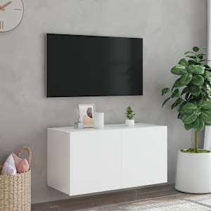 Nástěnná TV skříňka s LED osvětlením bílá 80 x 35 x 41 cm - obrázek 5