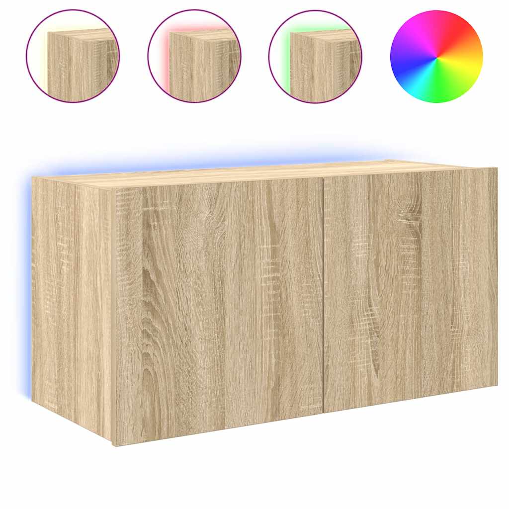 Thumbnail - vidaXL TV-Wandschrank mit LED-Leuchten Sonoma-Eiche 80x35x41 cm