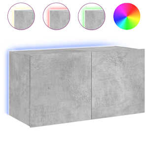 Nástěnná TV skříňka s LED osvětlením betonově šedá 80x35x41 cm - obrázek 2