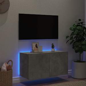 Nástěnná TV skříňka s LED osvětlením betonově šedá 80x35x41 cm - obrázek 4
