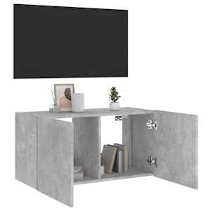 Nástěnná TV skříňka s LED osvětlením betonově šedá 80x35x41 cm - obrázek 7