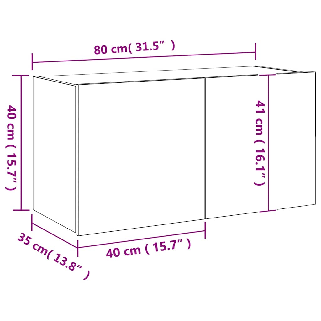 Nástěnná TV skříňka s LED osvětlením šedá sonoma 80x35x41 cm - obrázek 17