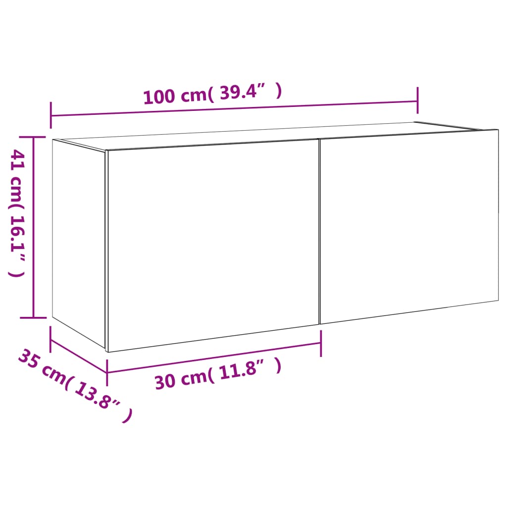 Nástěnná TV skříňka s LED osvětlením dub sonoma 100x35x41 cm - obrázek 17