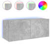 vidaXL teleri seinakapp LED-tuledega, betoonhall, 100 x 35 x 41 cm